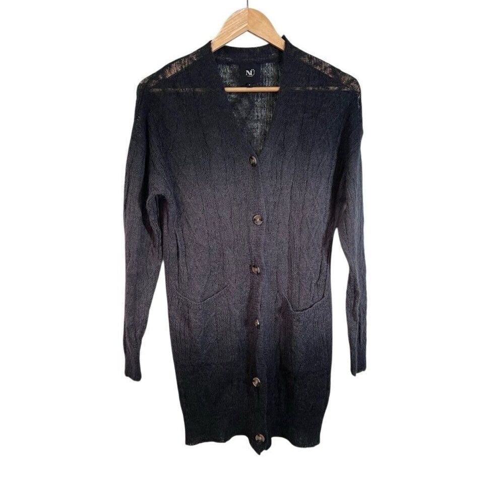 Nu Denmark Cardigan Sweater Womens Small Gray Long Length Button